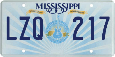 MS license plate LZQ217