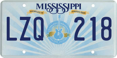 MS license plate LZQ218