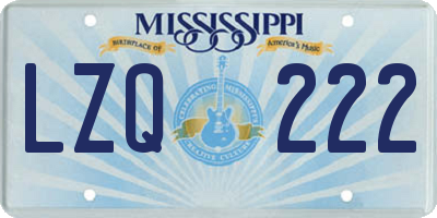 MS license plate LZQ222