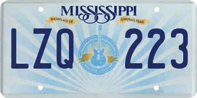 MS license plate LZQ223