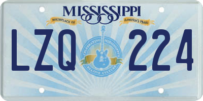 MS license plate LZQ224