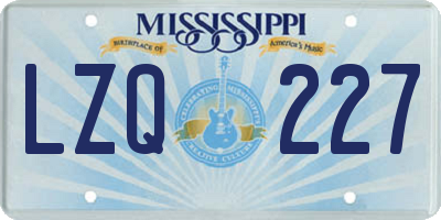 MS license plate LZQ227