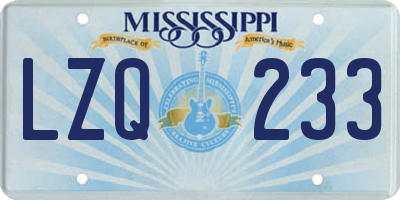 MS license plate LZQ233