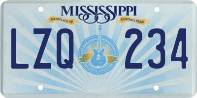 MS license plate LZQ234