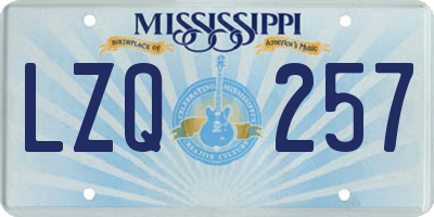 MS license plate LZQ257
