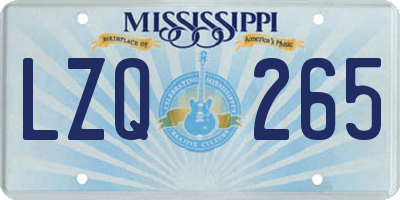 MS license plate LZQ265