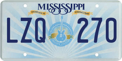 MS license plate LZQ270