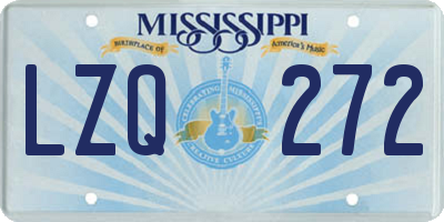 MS license plate LZQ272