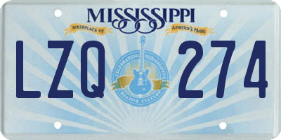 MS license plate LZQ274