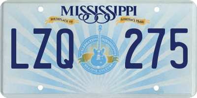 MS license plate LZQ275