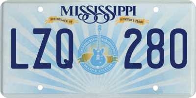 MS license plate LZQ280