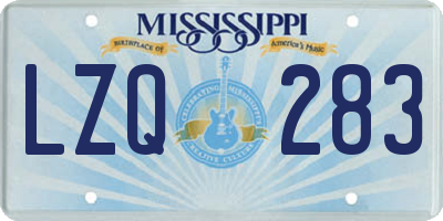 MS license plate LZQ283