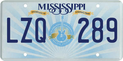 MS license plate LZQ289