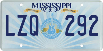 MS license plate LZQ292