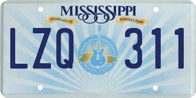 MS license plate LZQ311