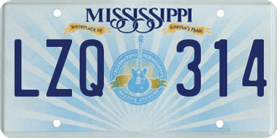 MS license plate LZQ314
