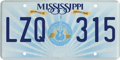MS license plate LZQ315