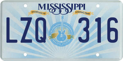 MS license plate LZQ316