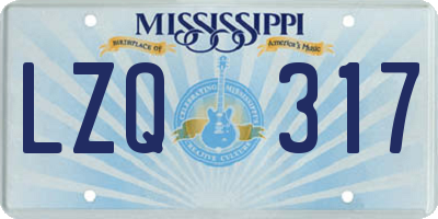 MS license plate LZQ317