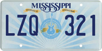 MS license plate LZQ321