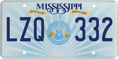 MS license plate LZQ332