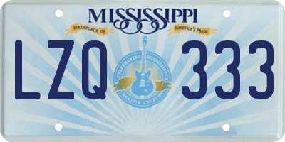 MS license plate LZQ333