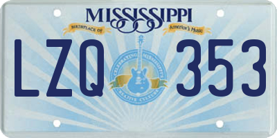 MS license plate LZQ353