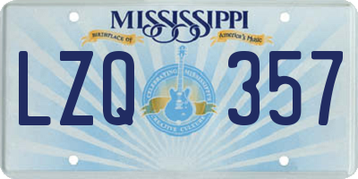 MS license plate LZQ357