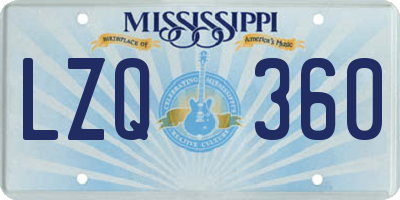 MS license plate LZQ360