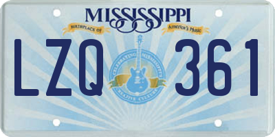 MS license plate LZQ361