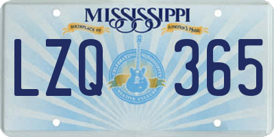 MS license plate LZQ365