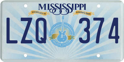 MS license plate LZQ374