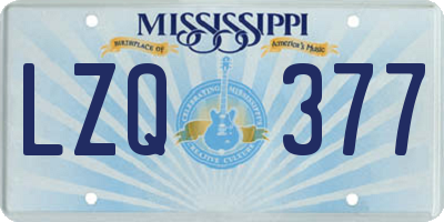 MS license plate LZQ377
