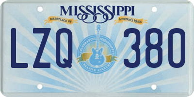 MS license plate LZQ380