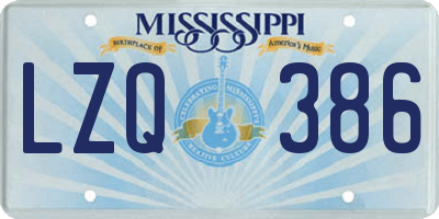 MS license plate LZQ386