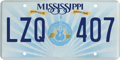 MS license plate LZQ407