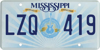 MS license plate LZQ419