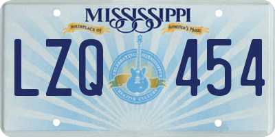 MS license plate LZQ454