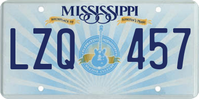 MS license plate LZQ457