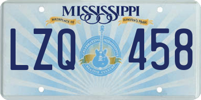 MS license plate LZQ458