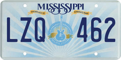 MS license plate LZQ462