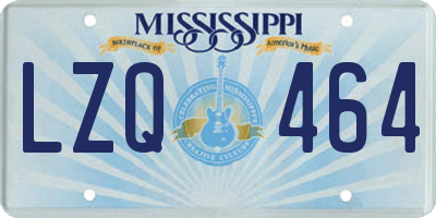 MS license plate LZQ464