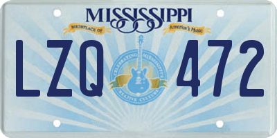 MS license plate LZQ472