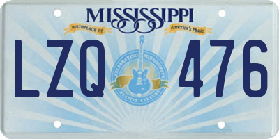 MS license plate LZQ476