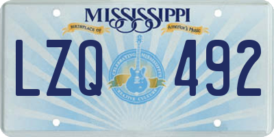 MS license plate LZQ492