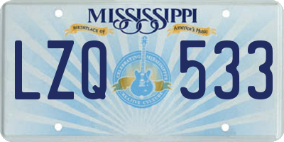 MS license plate LZQ533