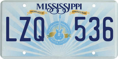 MS license plate LZQ536