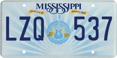 MS license plate LZQ537