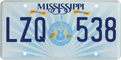 MS license plate LZQ538