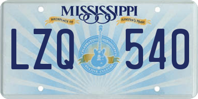 MS license plate LZQ540